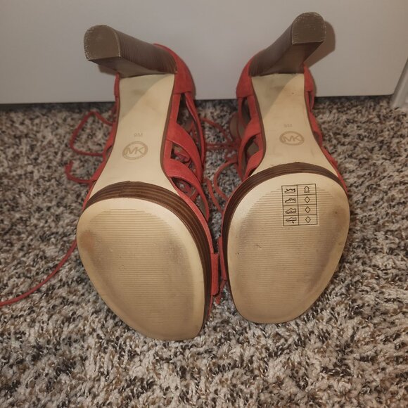 Michael Kors Sofia Platform Sandals Size 9 - Dusty Red Suede - Picture 10 of 11